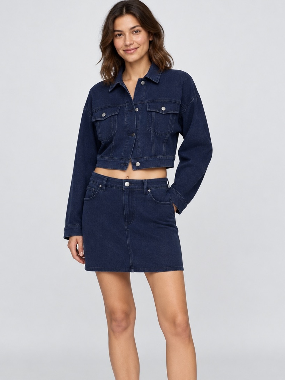 GAP French Terry Denim Mini Skirt Dark Indigo Wash - Size M